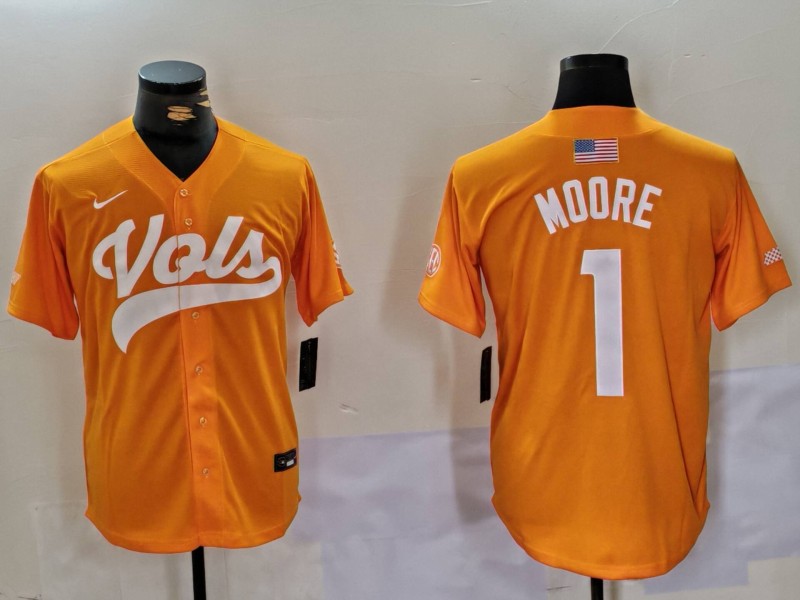 Men's Tennessee Volunteers Christian Moore #1 Orange Jersey